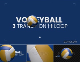 视频素材4K 排球过渡转场球体旋转透明通道 支持PR AE FCPX
