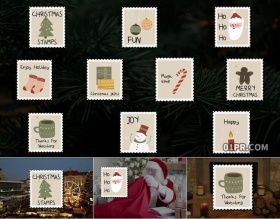 FCPX字幕插件4K 10组圣诞节图章动画文字邮票标题